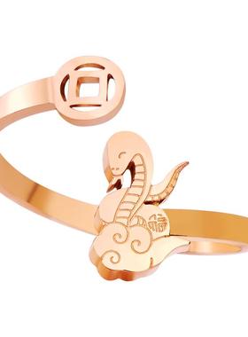 灵蛇转运蛇生肖戒指女开口高级感