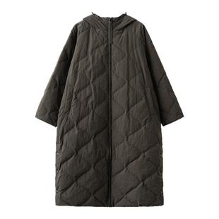 梭家｜风雨无阻｜匈牙利进口95白鹅绒 橄榄绿长款菱格绗缝羽绒服