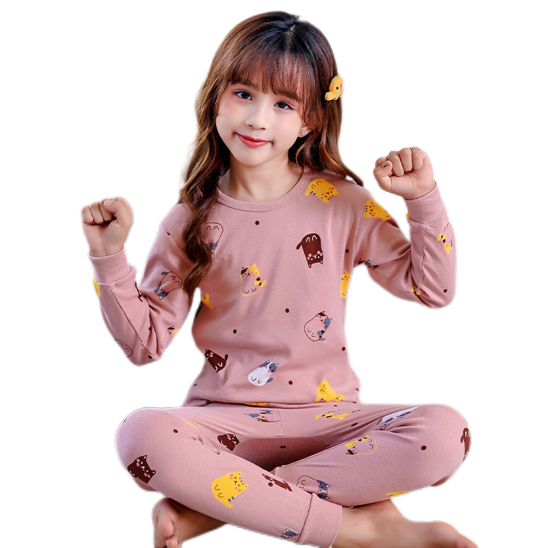 女童純棉內(nèi)衣套裝女寶寶秋衣秋褲兒童睡衣女孩打底衫棉毛內(nèi)衣春秋