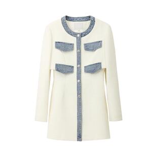 REVAN芮范设计师款质感小香风拼接连衣裙RM11101144