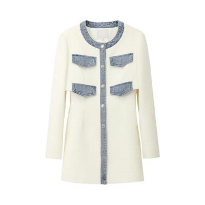 REVAN芮范设计师款质感小香风拼接连衣裙RM11101144