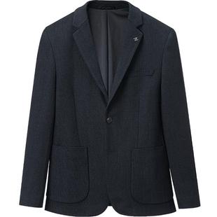 HLA/海澜之家绒感弹力系列休闲西服男2025秋冬新款条纹西装外套男