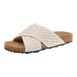 交叉带针织拖鞋女夏季外穿2025新款复古厚底勃肯鞋沙滩度假凉拖鞋