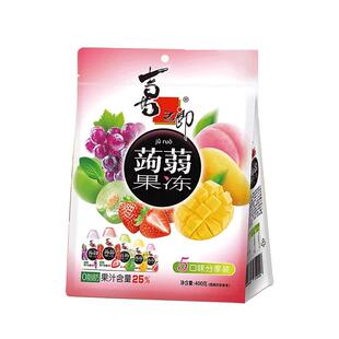 喜之郎蒟蒻果汁果冻400g混合口味水蜜桃葡萄梅冻儿童果冻零食