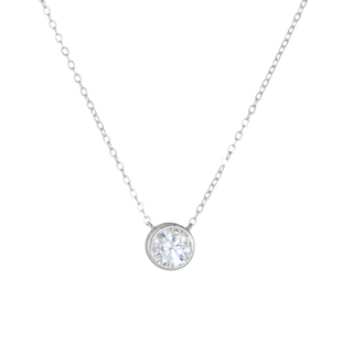 AHCHOO 轻奢爆闪火彩1克拉莫桑石小气泡圆形项链S925银锁骨链颈链