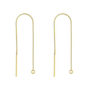 OPs美国进口14K包金注金盒子链耳线多种戴法极简风耳环免摘养耳洞