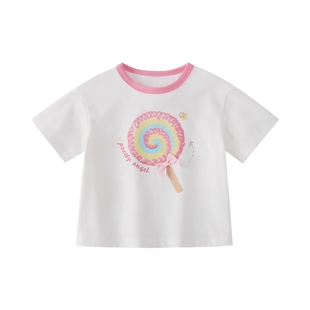 [7A抗菌]女童短款t恤2小童夏日甜美糖果上衣宝宝短袖衣服儿童夏装