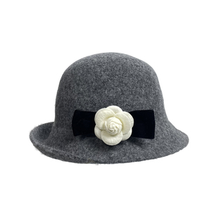 三环路【原创】蝴蝶丝绒山茶花盆帽时尚优雅纯色渔夫帽女士帽子