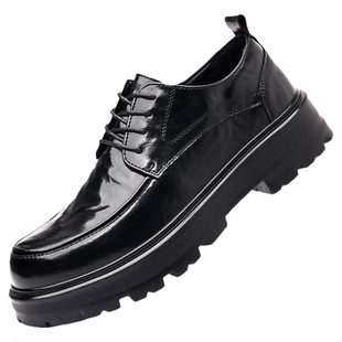 公牛世家男士德比鞋春季黑色内增高休闲皮鞋男款商务风公务鞋大码