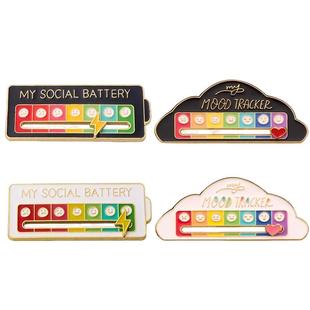 心情变换胸章闪电可滑动徽章2025新款社交电量胸针创意饰品小礼物