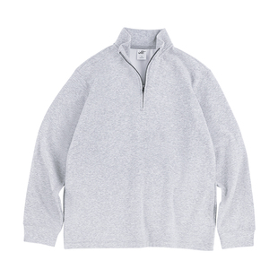 IDLT 正肩宽松 保暖自发热长袖卫衣加绒半拉链立领T恤百搭休闲