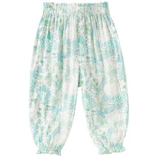 戴维贝拉儿童防蚊裤女童印花裤子2026夏装新款束脚裤宝宝洋气长裤