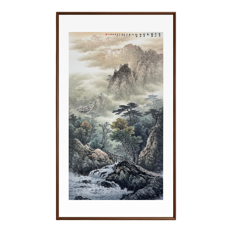 新中式玄关过道山水挂画