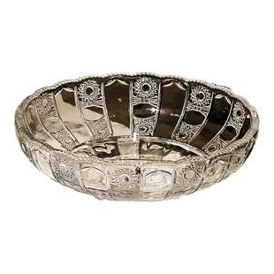 轻奢高档大果盘水晶玻璃珐琅描金水果盘家用客厅茶几摆件高脚果斗