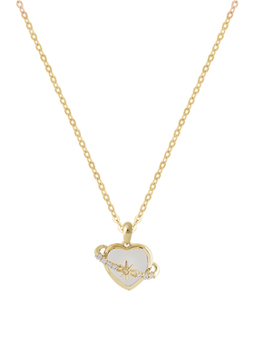 ona爱心猫眼石925银项链女