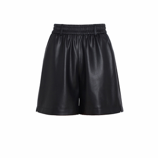 海宁真皮短裤女阔腿裤宽松外穿休闲显瘦2025春秋新款百搭羊皮靴裤