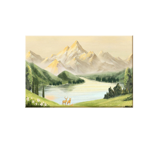 聚宝盆客厅西墙装饰画简约现代沙发背景墙聚财山水画背有靠山挂画