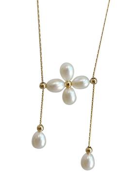 CQ新款花朵14K珍珠项链Y字链女