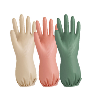 舒意手套家务洗碗厨房耐用女冬季加绒加厚洗衣服防水胶皮家务清洁