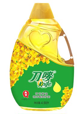 刀唛芥花籽油4.68L瓶装 菜籽油压榨家用食用植物油