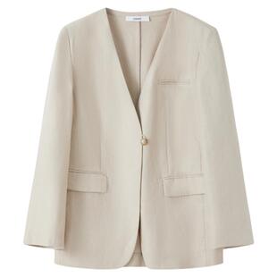 【100%亚麻】naiwill 天然黄牛角扣 静奢风深V领西装外套女26春新