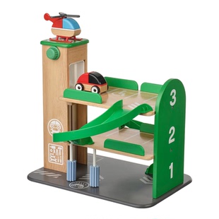 宜家代购利乐宝带汽车和直升机升降机直升机儿童玩具三层车库多色