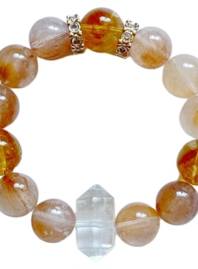 鹿与花园黄塔晶红兔毛手串手链女