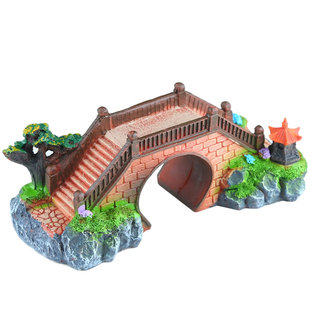 森森水族箱鱼缸造景装饰树脂工艺品仿真古木桥中小号假桥石桥