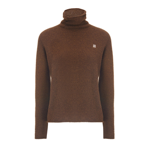 EVAOUXIU羊绒毛衣三色经典基础款羊毛针织衫显瘦高领时髦字母上衣