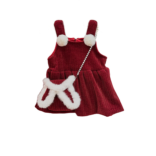 女宝宝冬款过年包屁衣套装婴儿洋气加厚打底衫女童加绒保暖连衣裙