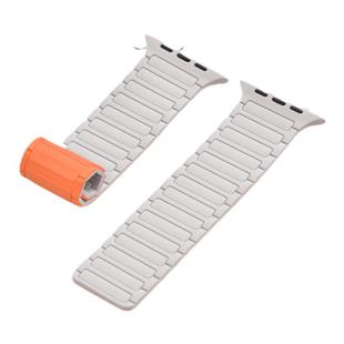 适用于applewatchS9表带三株硅胶磁吸拼色iwatch8/7/6/5/4/se强力磁吸苹果手表S11表带液态硅胶ultra夏日男女