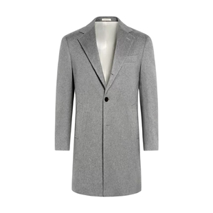 SUITSUPPLY浅灰色山羊绒毛呢大衣保暖时尚休闲外套
