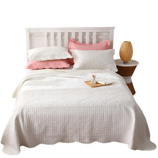 绣花床盖外贸韩式空调被绗缝被三件套床单两面用大炕盖刺绣夹棉床