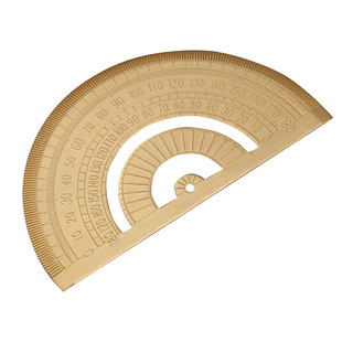 复古金色尺子 EDC黄铜半圆仪量角器 绘图黄铜尺子定做加厚2mm