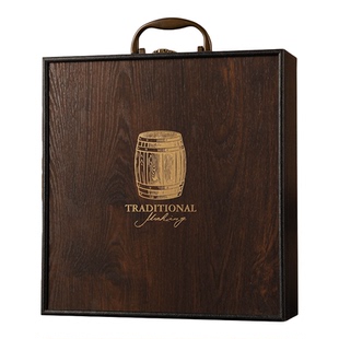 高端红酒木盒 左和右包装高档红酒包装礼盒双支木盒带酒杯包装盒