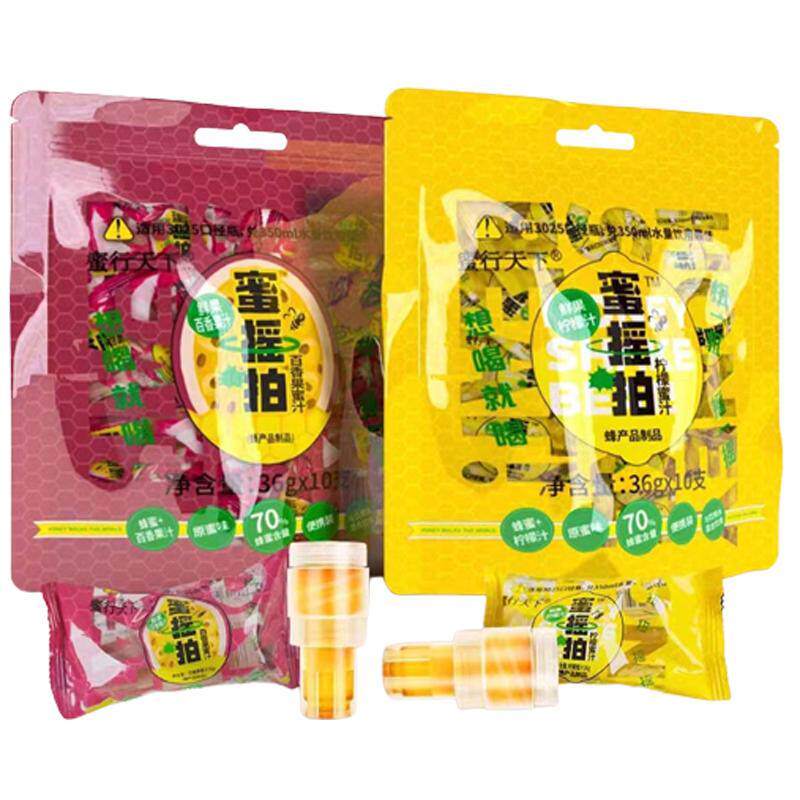 蜜摇拍柠檬蜂蜜水百香果冲饮水果茶詹氏蜜行天下自驾游（36gx10）