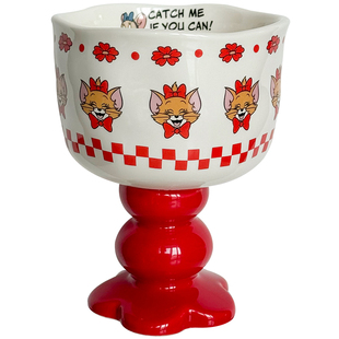 猫和老鼠陶瓷马克杯冰淇淋杯高脚杯子水果酸奶杯万圣节生日礼物