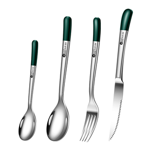 岛奇西餐牛排刀叉盘子套装304不锈钢家用高档切牛排刀叉勺三件套