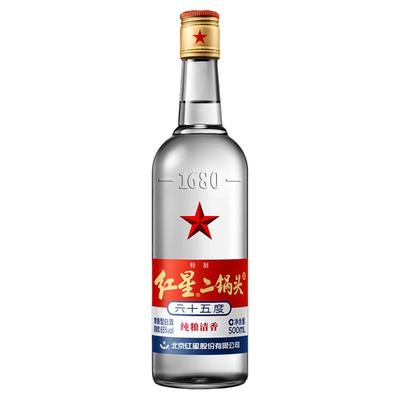 二锅头红星500ml65度纯粮白酒