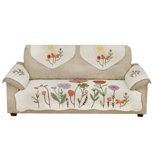 田园刺绣沙发垫四季通用防滑坐垫子美式乡村沙发靠背巾扶手巾定做