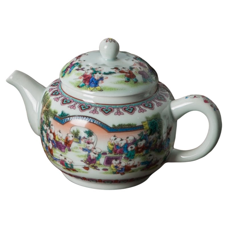 景德镇粉彩百子图纳福功夫茶具