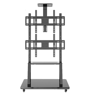 双屏电视机落地支架可移动式左右上下2屏四屏通用挂架带轮推车