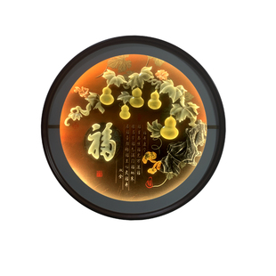 入户玄关装饰画客厅过道背景墙挂画3d立体浮雕玉雕新中式发光带灯