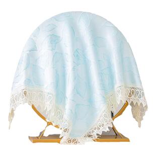 欧式梳妆台镜子防尘盖布化妆镜圆形ins风方巾绣花纱蕾丝防尘盖罩