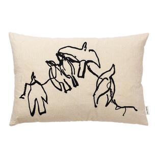 Ferm LIVING Vuelo系列联名飞鸟刺绣抱枕客厅有机棉靠枕装饰