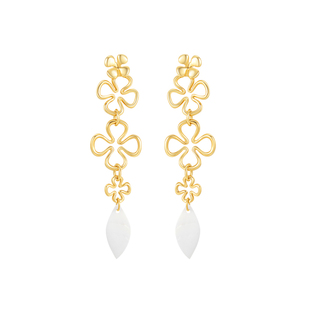 伊泰莲娜度假风缤纷四叶草耳环白河贝抽象立体植物系列耳钉