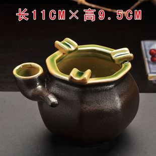 销大创窑变陶瓷灰烟缸号意个性 烟灰品 大缸带H灭烟水槽水创意时尚