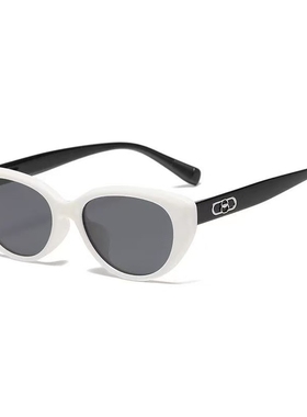 猫眼白框墨镜女防紫外线偏光显瘦