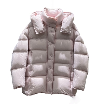 冬日暖愈系蓬松锁温95白鸭绒连帽羽绒服女中长款2025冬季新款外套