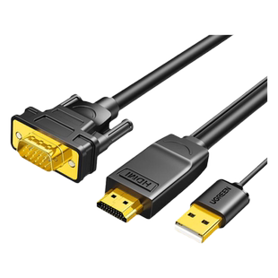 绿联hdmi转vga高清线连接显示器屏电脑笔记本外接转换器+视频转接